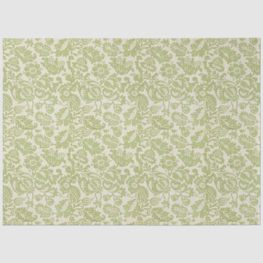 William Morris Bloemmotief Groen Tissuepapier (Voorkant)