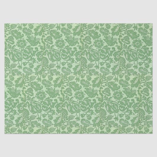 William Morris Bloemmotief Groen Tissuepapier (Voorkant)