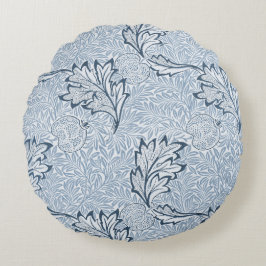 William Morris bloemmotief in blauw Rond Kussen