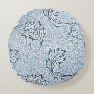 William Morris bloemmotief in blauw Rond Kussen