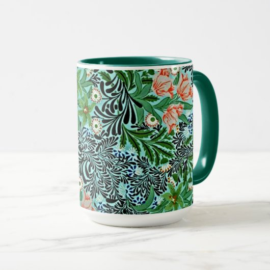 William Morris  bloemmotief roze groen Mok (Voorkant rechts)