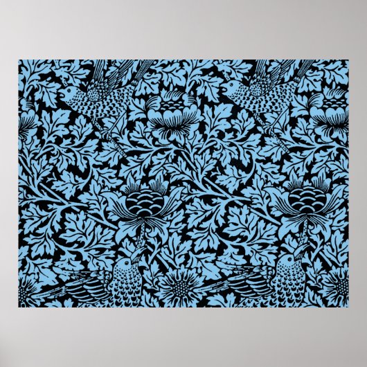 William Morris Bloemmotief Vogel Anemoon Poster (Voorkant)