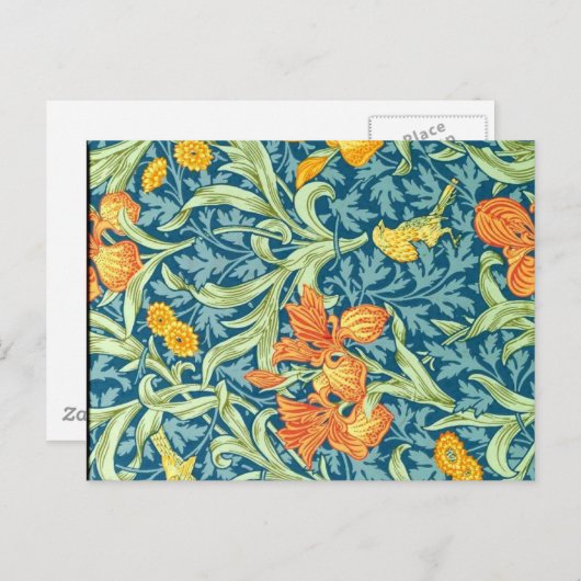 William Morris bloempatroon, Iris Briefkaart (Voorkant / Achterkant)