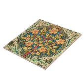 William Morris  bloempatroon, Roos Wreath Tegeltje (Zijkant)