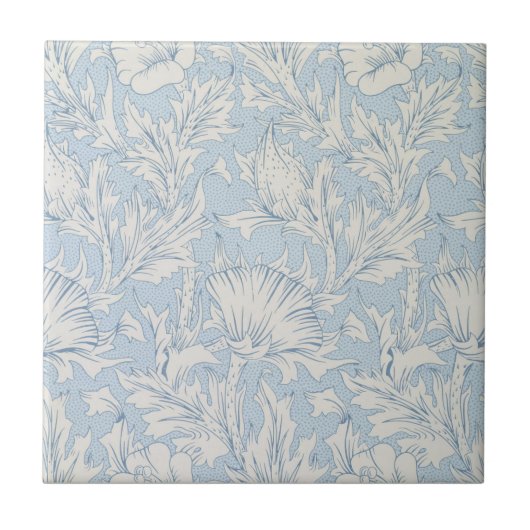 William Morris Blue Art Nouveau Floral Pattern Tegeltje (Voorkant)