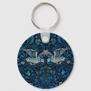 William Morris Blue Birds Bloem Tapijt Klassieker Sleutelhanger