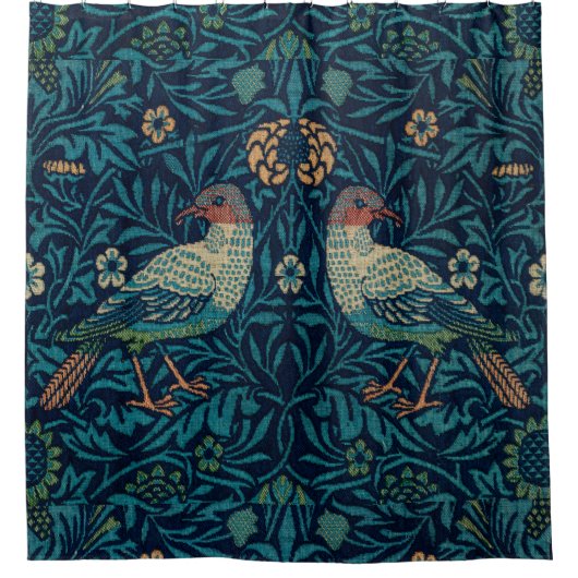 William Morris  Blue Birds Pattern Douchegordijn (Voorkant)