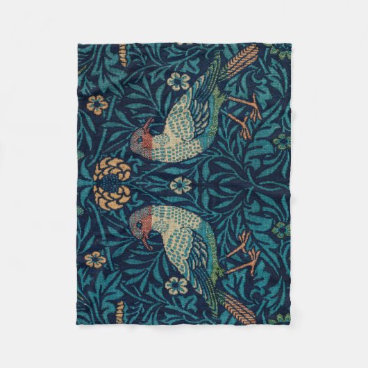William Morris  Blue Birds Pattern Fleece Deken (Voorkant)
