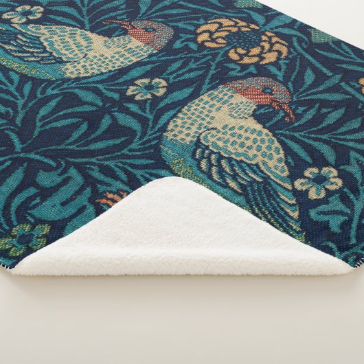 William Morris  Blue Birds Pattern Sherpa Deken (3/4)