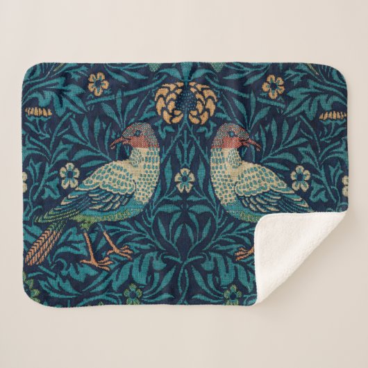William Morris  Blue Birds Pattern Sherpa Deken (Voorkant (horizontaal))