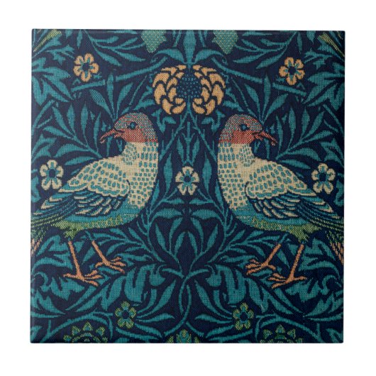William Morris Blue Birds Pattern Tegeltje (Voorkant)