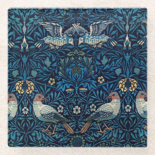 William Morris Blue Birds Tapestry Classic Glazen Onderzetter (Voorkant)