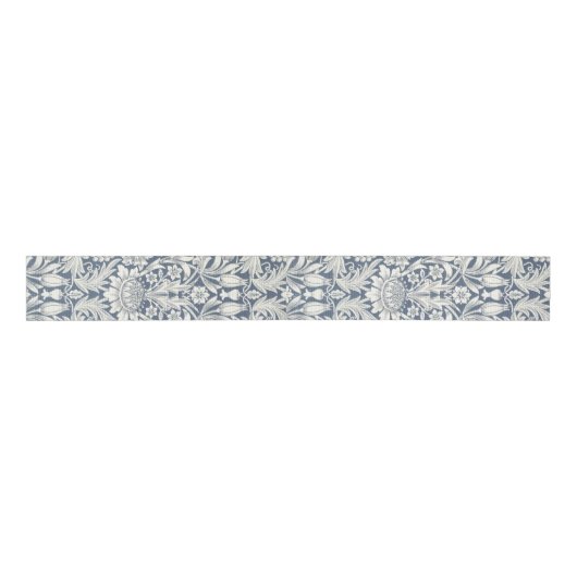 William Morris Blue  Bloemen bruiloft Grosgrain Lint (Voorkant)