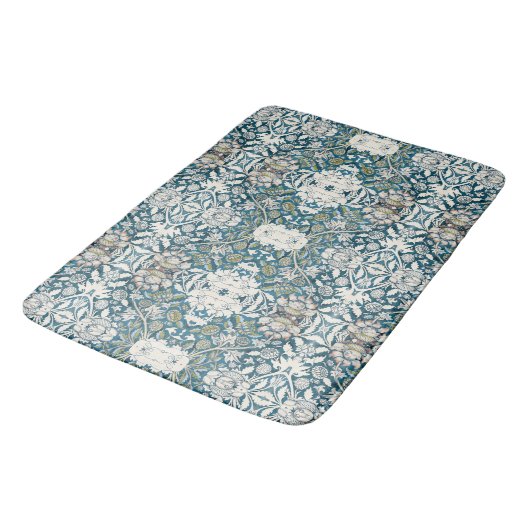 William Morris Blue BOHO Waterverf Floral Art Badmat (Gekanteld)