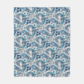 William Morris Blue Cream Floral Pattern Fleece Deken (Voorkant)