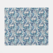 William Morris Blue Cream Floral Pattern Fleece Deken (Voorkant (Horizontaal))