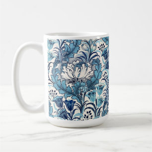 William Morris Blue Cream Floral Pattern Koffiemok