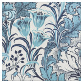 William Morris Blue Cream Floral Pattern Stof (Close Up)