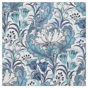William Morris Blue Cream Floral Pattern Stof