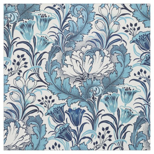 William Morris Blue Cream Floral Pattern Stof (Swatch)