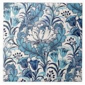 William Morris Blue Cream Floral Pattern Tegeltje (Voorkant)
