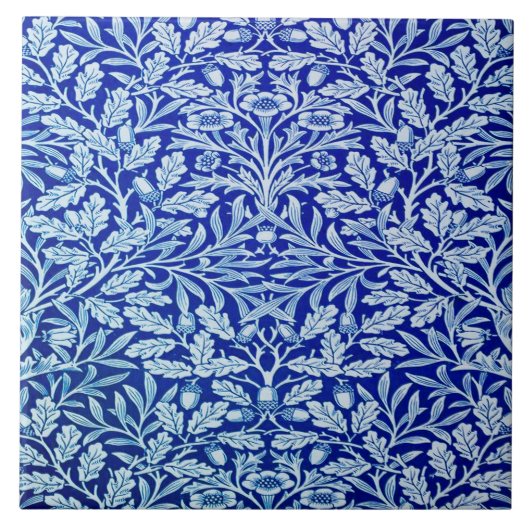 William Morris Blue Design keramische Tegel. Tegeltje (Voorkant)