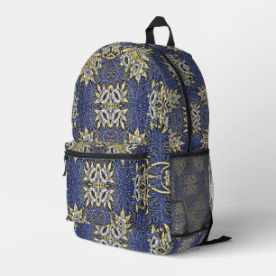 William Morris Blue en Gold Tulip Willow Design Bedrukte Rugzak