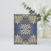 William Morris Blue en Gold Tulip Willow Design Briefkaart (Staand voorkant)