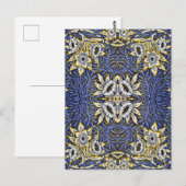 William Morris Blue en Gold Tulip Willow Design Briefkaart (Voorkant / Achterkant)