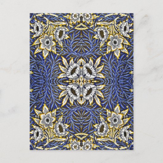 William Morris Blue en Gold Tulip Willow Design Briefkaart (Voorkant)
