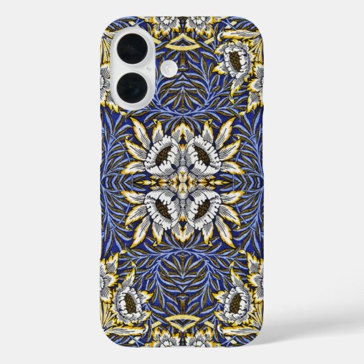 William Morris Blue en Gold Tulip Willow Design Case-Mate iPhone Case (Achterkant)