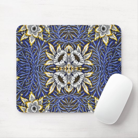 William Morris Blue en Gold Tulip Willow Design Muismat (Met muis)