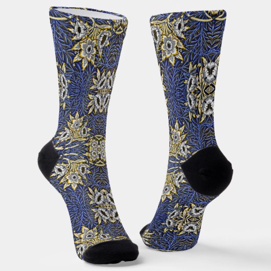 William Morris Blue en Gold Tulip Willow Design Sokken (Gebogen)