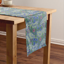 William Morris Blue Ferns en Flowers Korte Tafelloper