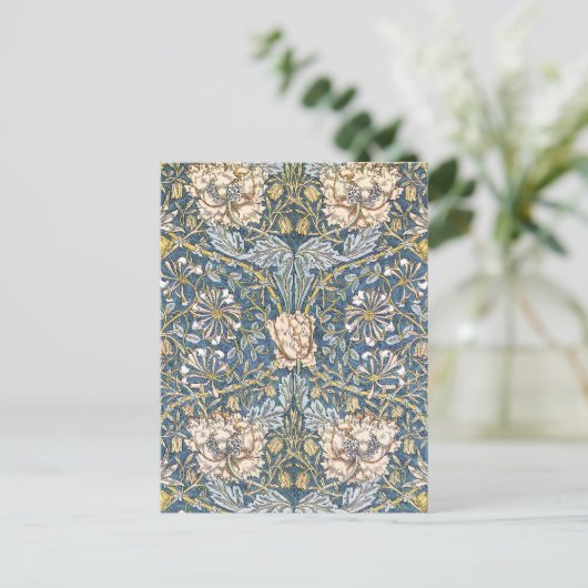 William Morris Blue Floral Briefkaart (Staand voorkant)
