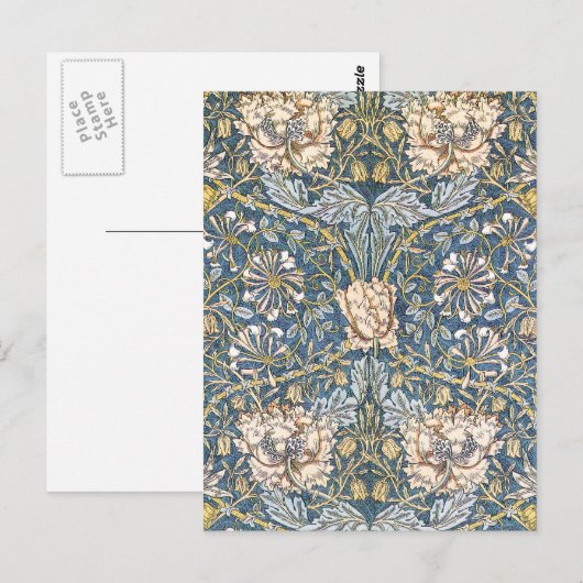 William Morris Blue Floral Briefkaart (Voorkant / Achterkant)