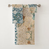 William Morris Blue Floral  Collage Art Bad Handdoek (Insitu)