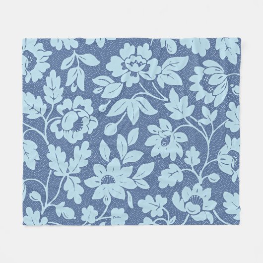 William Morris Blue Floral Design Fleece Deken (Voorkant (Horizontaal))
