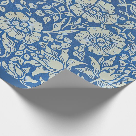 William Morris  Blue Floral Pattern Cadeaupapier (Hoek)