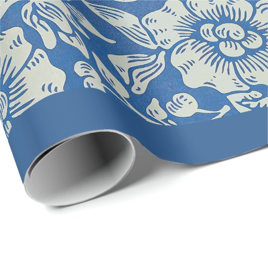 William Morris  Blue Floral Pattern Cadeaupapier (Rol Hoek)