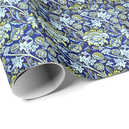 William Morris Blue Floral Pattern Cadeaupapier (Rol Hoek)