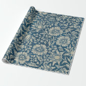 William Morris  Blue Floral Pattern Cadeaupapier (Uitgerold)