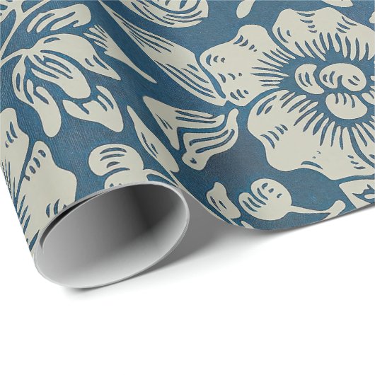 William Morris  Blue Floral Pattern Cadeaupapier (Rol Hoek)