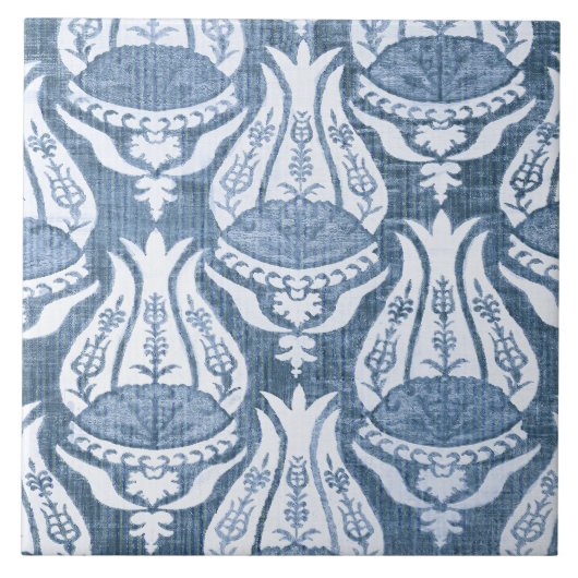 William Morris Blue Floral Pattern Classic Tegeltje (Voorkant)