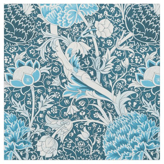 William Morris Blue Floral Pattern Pre-Raphaelites Stof (Close Up)