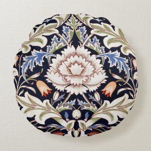 William Morris Blue Flowers Bloemmotief Rond Kussen