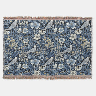 William Morris Blue Foliage Patroon Behang Deken