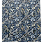 William Morris Blue Foliage Patroon Behang Douchegordijn (Voorkant)