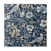 William Morris Blue Foliage Patroon Behang Tegeltje (Voorkant)