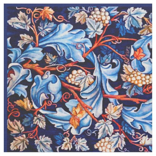 William Morris  Blue Grapes Pattern Stof (Close Up)